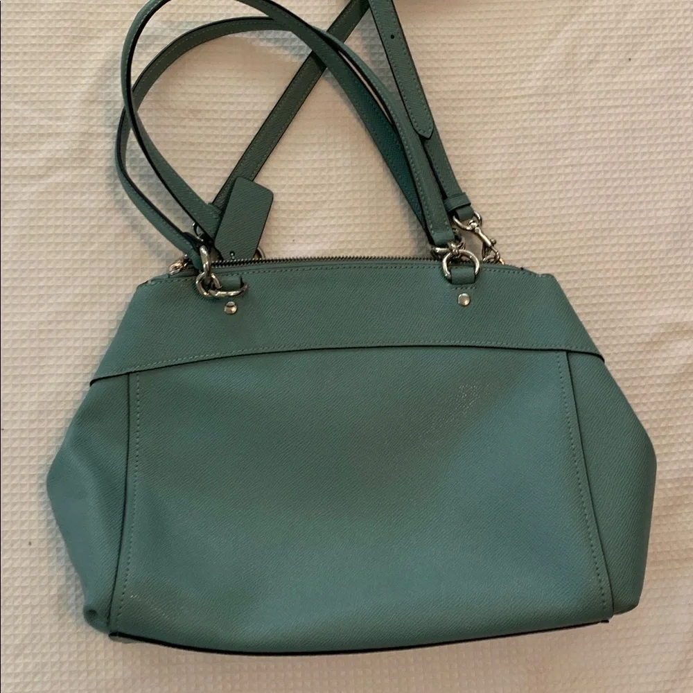 Coach Aqua Leather Shoulder Bag with long crossbody strap